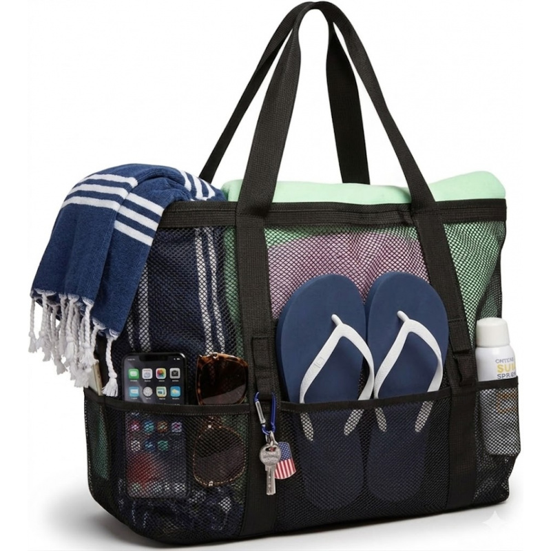 Travel Accessories Must Have - Tas Pantai Jaring Ukuran Besar Dengan