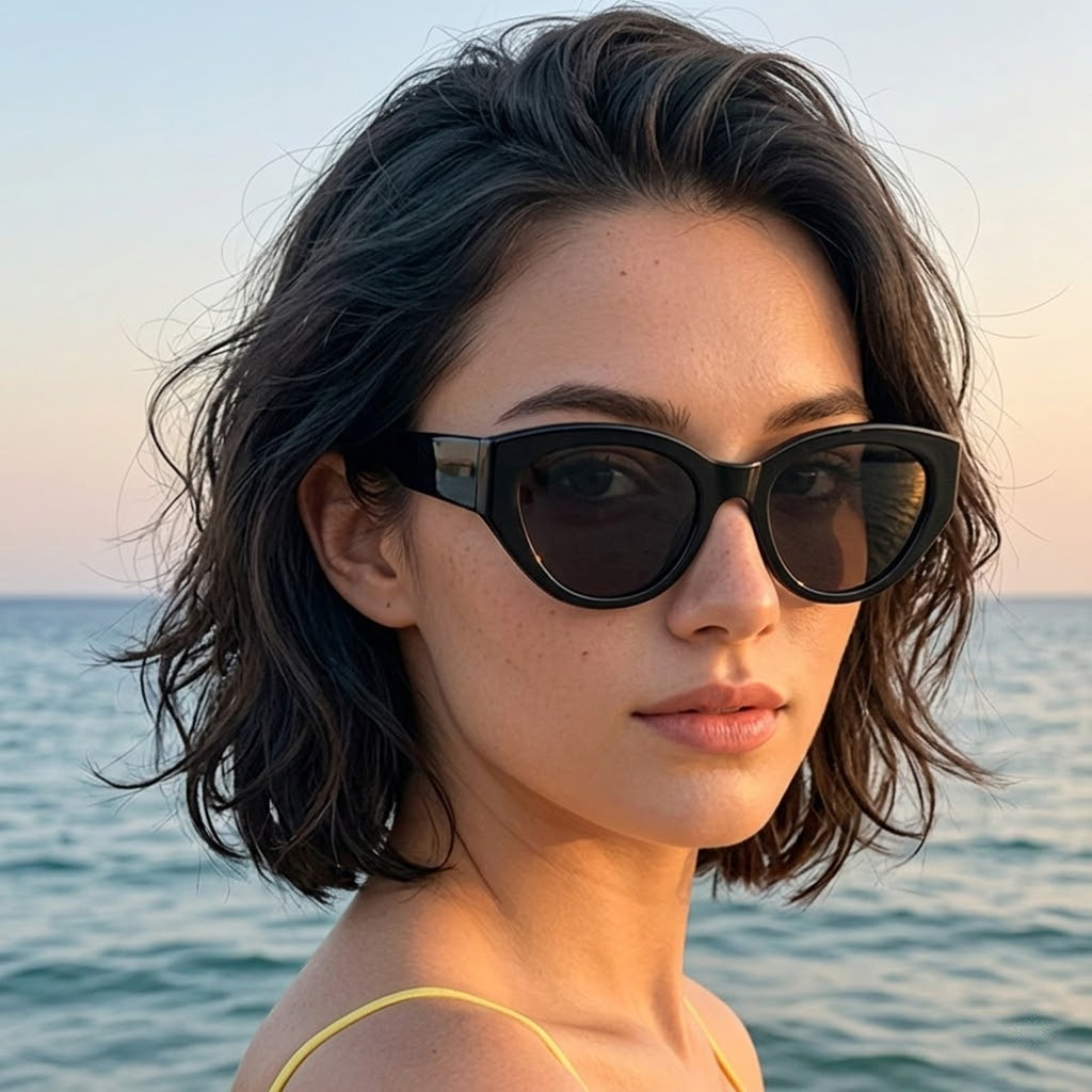 Quality Travel Accessories - Kacamata Hitam Terpolarisasi Cat-Eye Klasik Pria