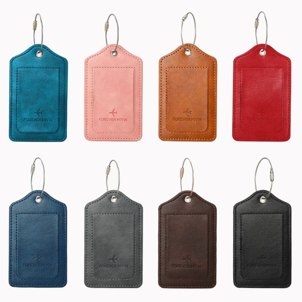 Luggage Tag Leather - Tag Bagasi Kulit dengan Tali Kawat