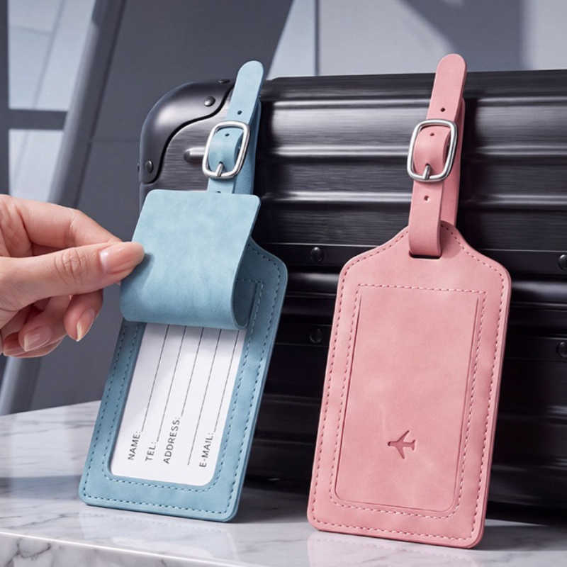 Luggage Tag Leather - 1 buah label bagasi kulit PU