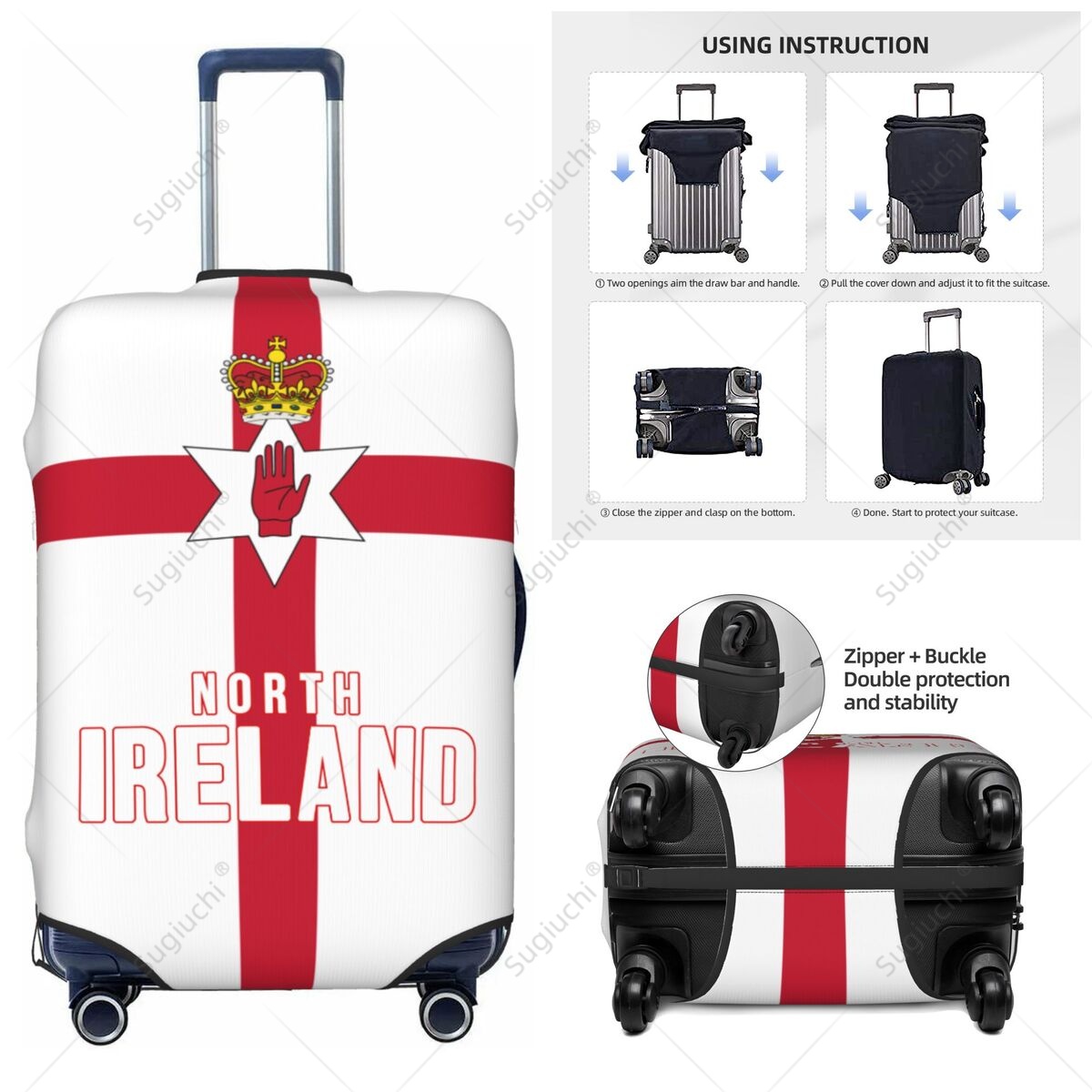 Travel Accessories Ireland - Penutup Bagasi Bendera Irlandia Utara, Casing