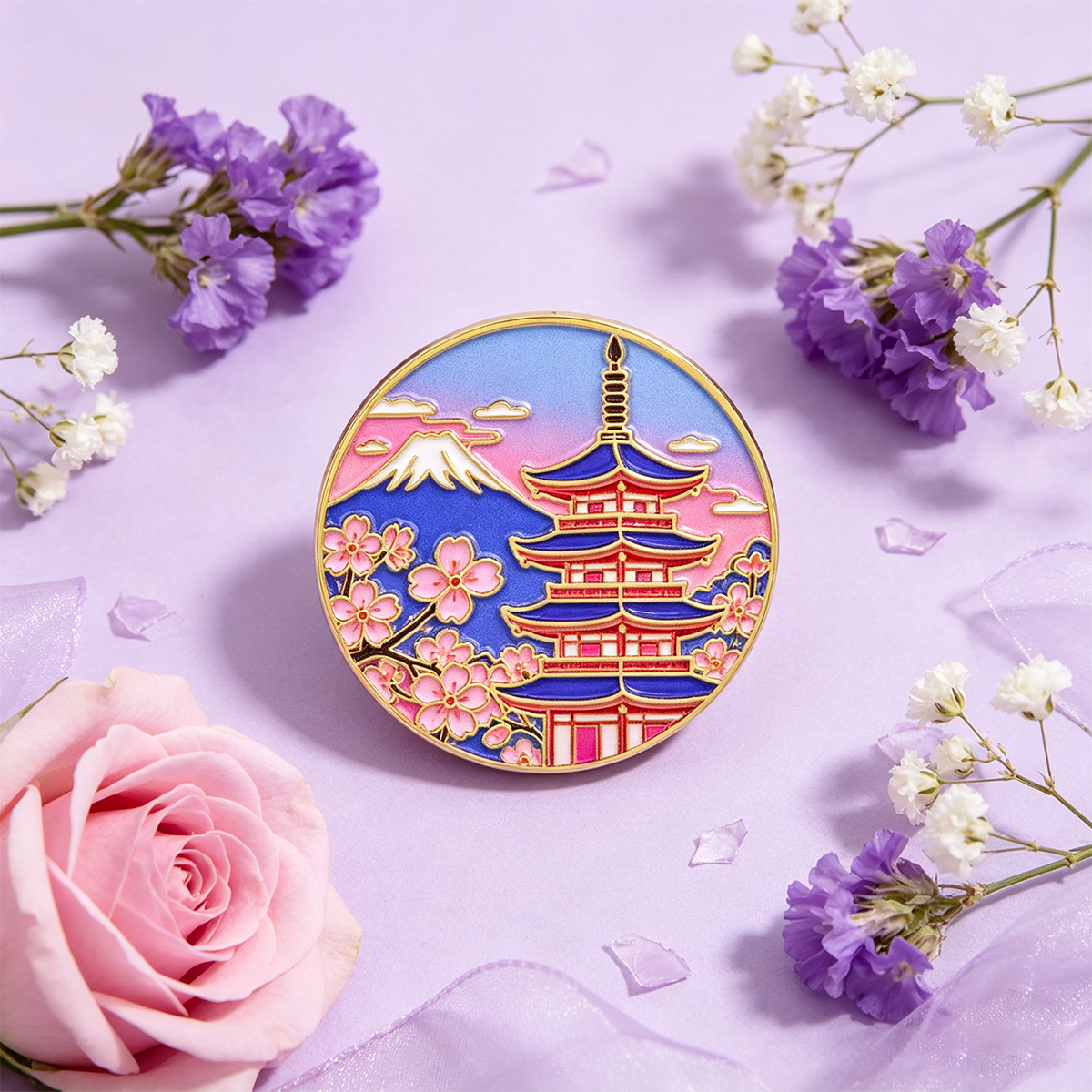 Pin Enamel Bunga Sakura Jepang - Travel Accessories For Japan ulasan dan harga