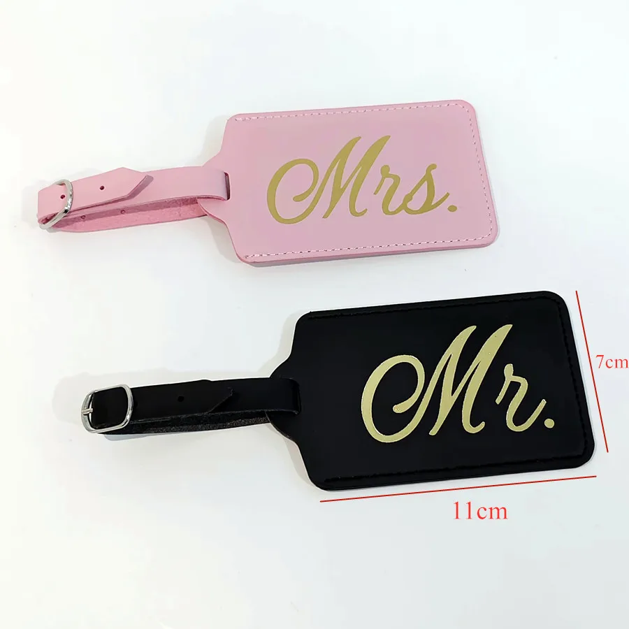 2 buah/set Mr Mrs bagasi pasan - Luggage Tag Leather ulasan dan harga