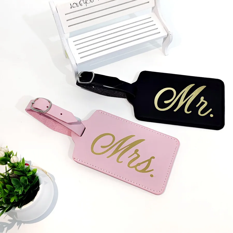 2 buah/set Mr Mrs bagasi pasan - Luggage Tag Leather ulasan dan harga